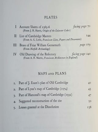 The Grey Friars in Cambridge 1225-1538; The Birkbeck Lectures 1948-9