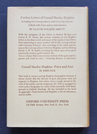 Poems of Gerard Manley Hopkins; Edited with additional Poems, Notes, and a Biographical Introduction by W.H. Gardner