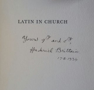 Latin in Church; Episodes in the History of its Pronunciation particularly in England