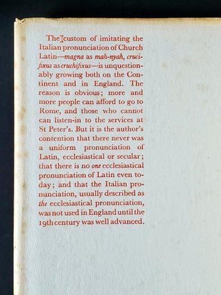 Latin in Church; Episodes in the History of its Pronunciation particularly in England