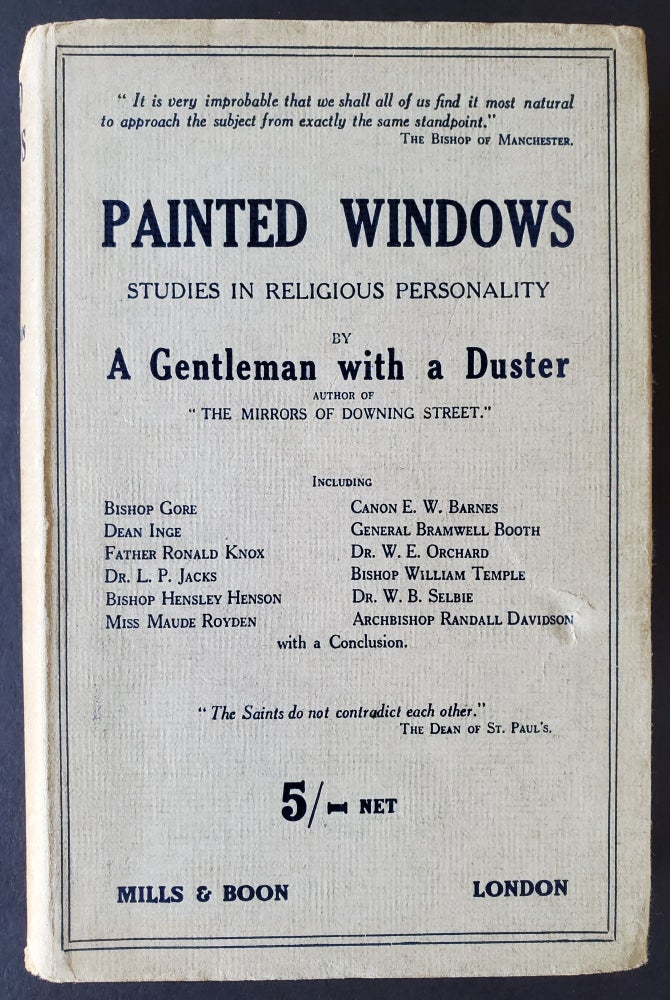 Item #1245 Painted Windows; A Study in Religious Personality. Ronald Knox, A Gentleman, a Duster.