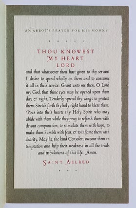 Item #1264 Saint Aelred's Prayer; An Abbot's Prayer for His Monks. Aelred of Rielvaux, Stanbrook...