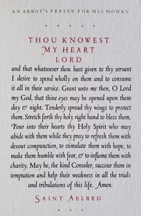 Saint Aelred's Prayer; An Abbot's Prayer for His Monks
