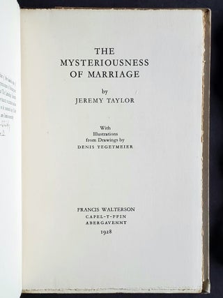 The Mysteriousness of Marriage; With Illustrations from Drawings by Denis Tegetmeier