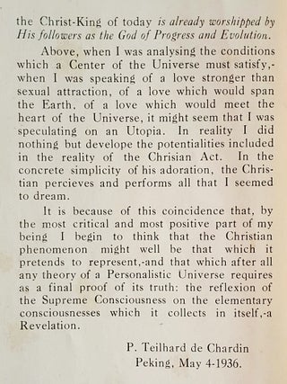 A Personalistic Universe; Translated from the French
