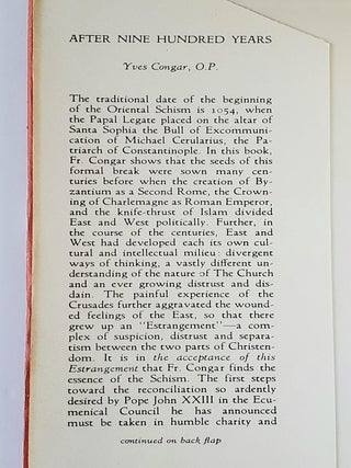 After Nine Hundred Years; The Background of the Schism Between the Eastern and Western Churches