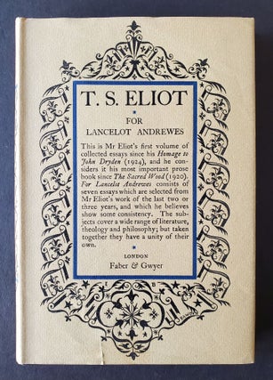 Item #1311 For Lancelot Andrewes; Essays on Style and Order. T. S. Eliot