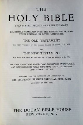 The Holy Bible; Translated from the Latin Vulgate