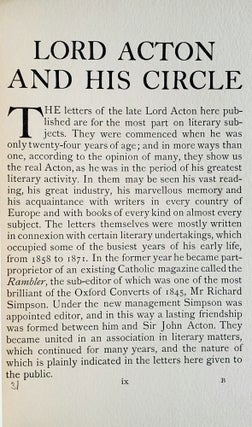 Letters of Lord Acton; Lord Acton and His Circle