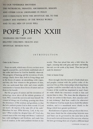 Peace on Earth; An Encyclical Letter of His Holiness Pope John XXIII. Photographs by Magnum.