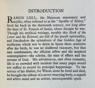 The Book of the Lover and the Beloved; Translated from the Catalan of Ramon Lull with an Introductory Essay by E. Allison Peers