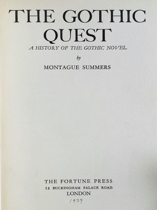 The Gothic Quest; A History of the Gothic Novel