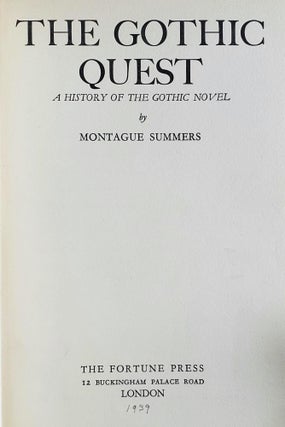 The Gothic Quest; A History of the Gothic Novel