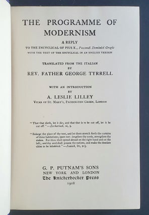The Programme of Modernism; A Reply to the Encyclical of Pius X