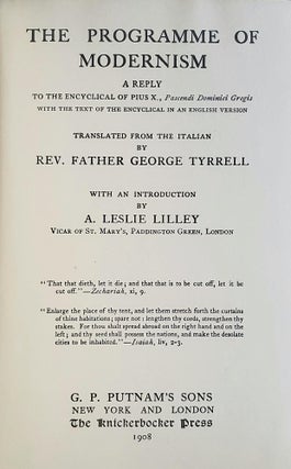 The Programme of Modernism; A Reply to the Encyclical of Pius X