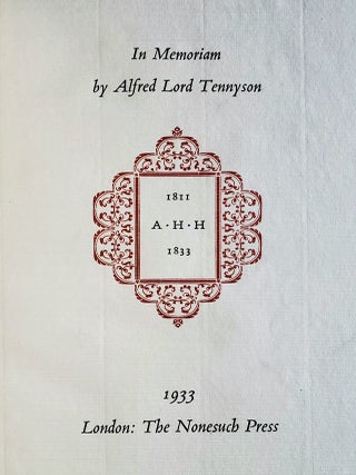 Item #1534 In Memoriam. Alfred Tennyson