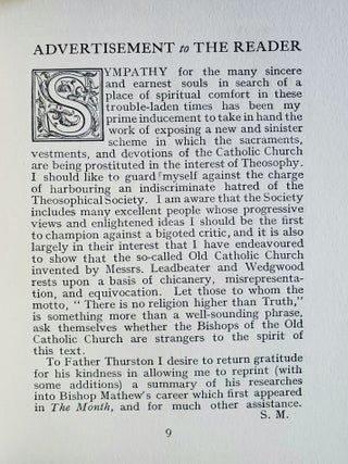 Some Fruits of Theosophy; The origins & purpose of the so-called Old Catholic Church disclosed by Stanley Morison