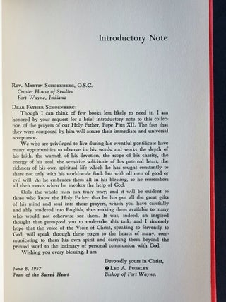 Prayers of Pope Pius XII; Translated from the Italian by the Rev. Martin W. Schoenberg, O.S.C.