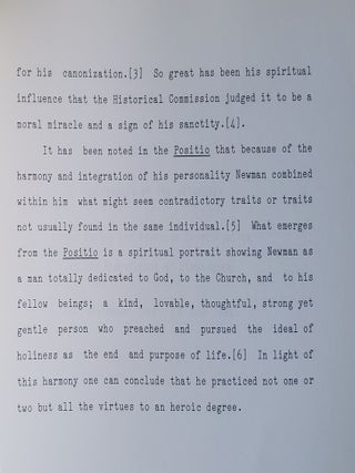 Cause of Canonisation of the Servant of God John Henry Cardinal Newman (1801-1890); Positio Super Virtutibus