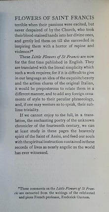 The Little Flowers of Saint Francis; Translated from the Italian and Edited by Cardinal Manning