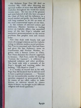 Guide for Living; An Approved Selection of Letters and Addresses of His Holiness Pope Pius XII