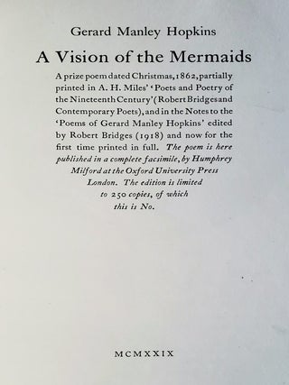 A Vision of the Mermaids; A prize poem dated Christmas, 1862