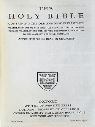 The Oxford Miniature Coronation Bible; Containing the Old and New Testaments Translated out of the Original Tongues