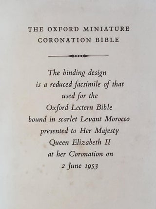 The Oxford Miniature Coronation Bible; Containing the Old and New Testaments Translated out of the Original Tongues