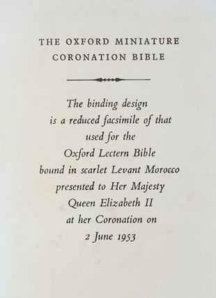 The Oxford Miniature Coronation Bible; Containing the Old and New Testaments Translated out of the Original Tongues