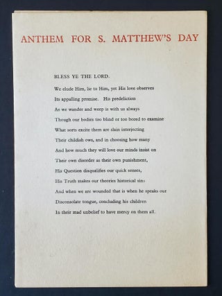 Litany and Anthew for S. Matthew's Day; Written for the Church of S. Matthew, Northampton, for the Dedication and Patronal Festival, 21 September 1946