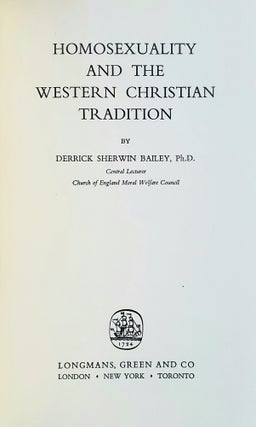 Homosexuality and the Western Christian Tradition