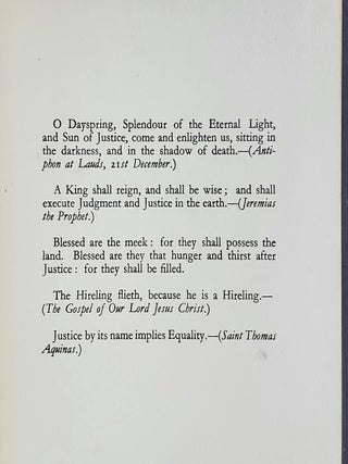 The Sun of Justice; An Essay on the Social Teaching of the Catholic Church