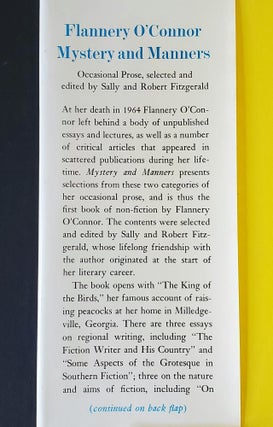 Mystery and Manners; Occasional Prose, selected and edited by Sally and Robert Fitzgerald