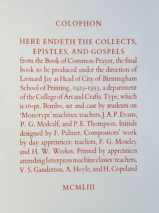 The Collects, Epistles & Gospels from the Book of Common Prayer