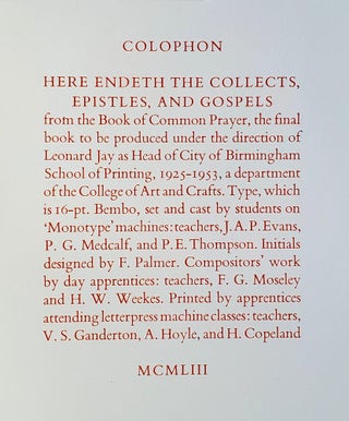 The Collects, Epistles & Gospels from the Book of Common Prayer