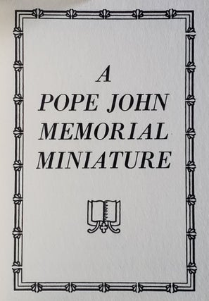Item #59 A Pope John Miniature Memorial. Pope John XXIII