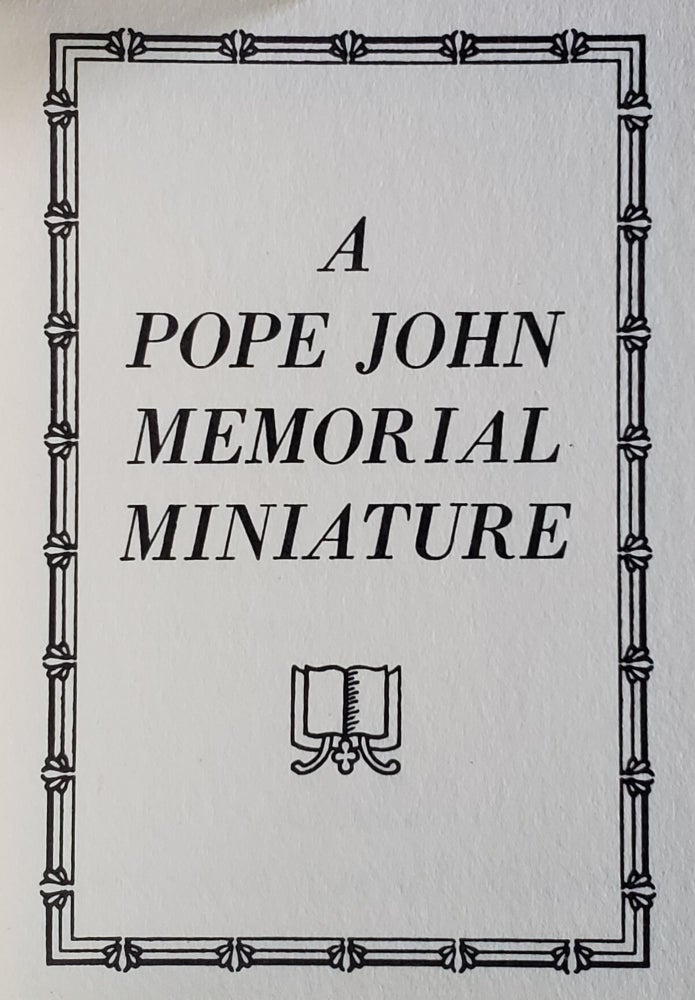Item #59 A Pope John Memorial Miniature. Pope John XXIII.