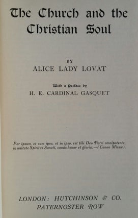 Item #693 The Church and the Christian Soul. Alice Lady Lovat
