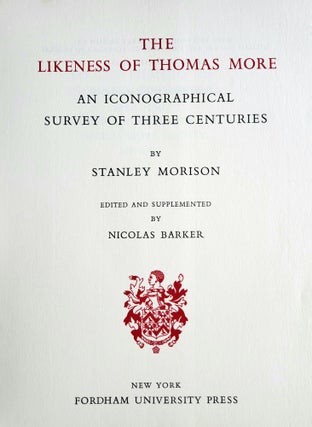 The Likeness of Thomas More; An Iconographical Survey of Three Centuries