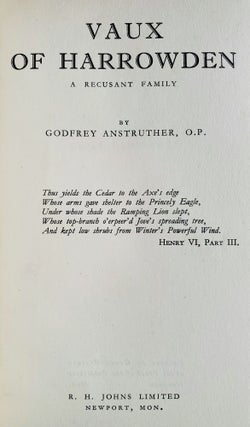 Vaux of Harrowden; A Recusant Family
