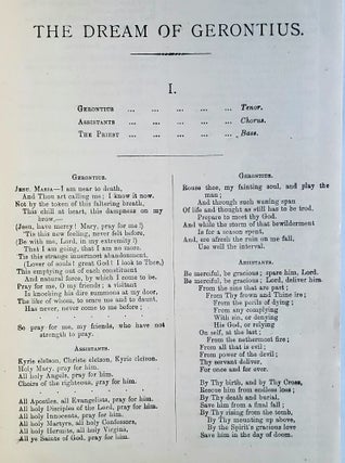 The Dream of Gerontius by Cardinal Newman; Set to Music for Mezzo-Soprano, Tenor, and Bass Soli, Chorus and Orchestra