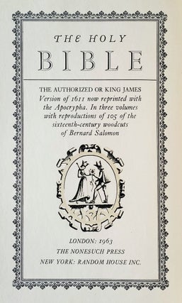Item #962 The Holy Bible; The King James Version of 1611. Nonesuch Press, Francis Meynell