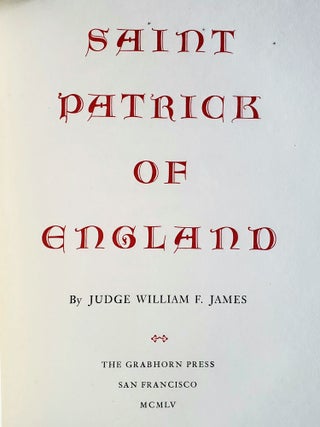 Item #970 Saint Patrick of England. William F. James