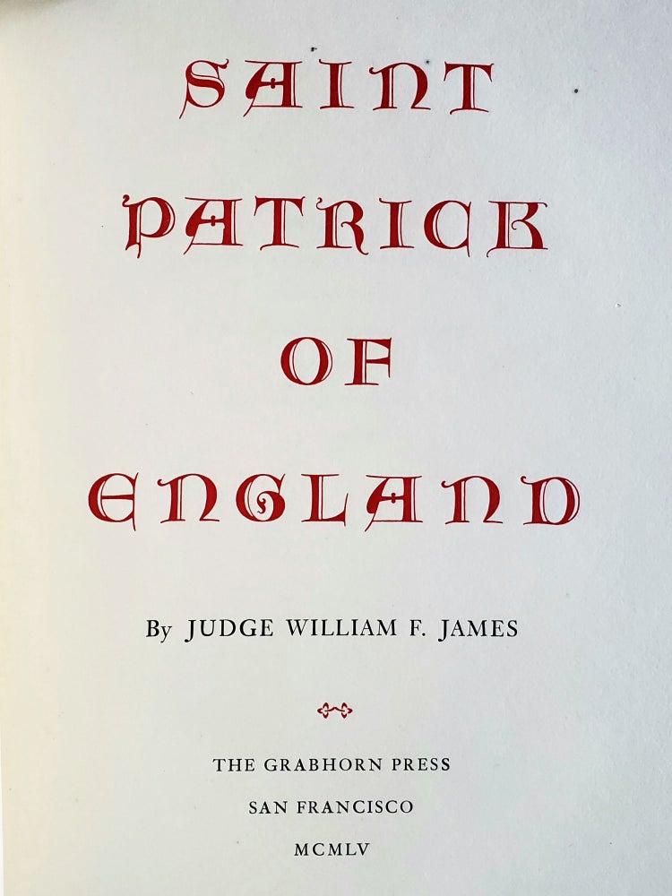 Item #970 Saint Patrick of England. William F. James.